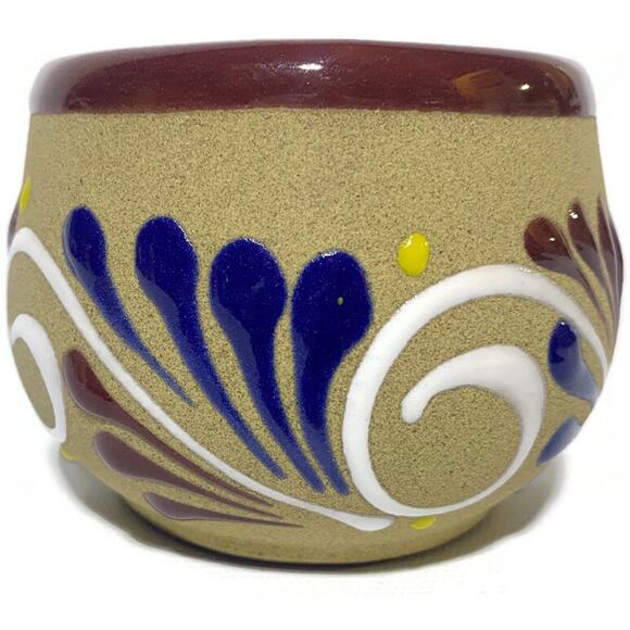 Rubria Mexican Clay Mug Coffee Cup Taza Dona Brown and Blue New With Tag - Picture 6 of 6